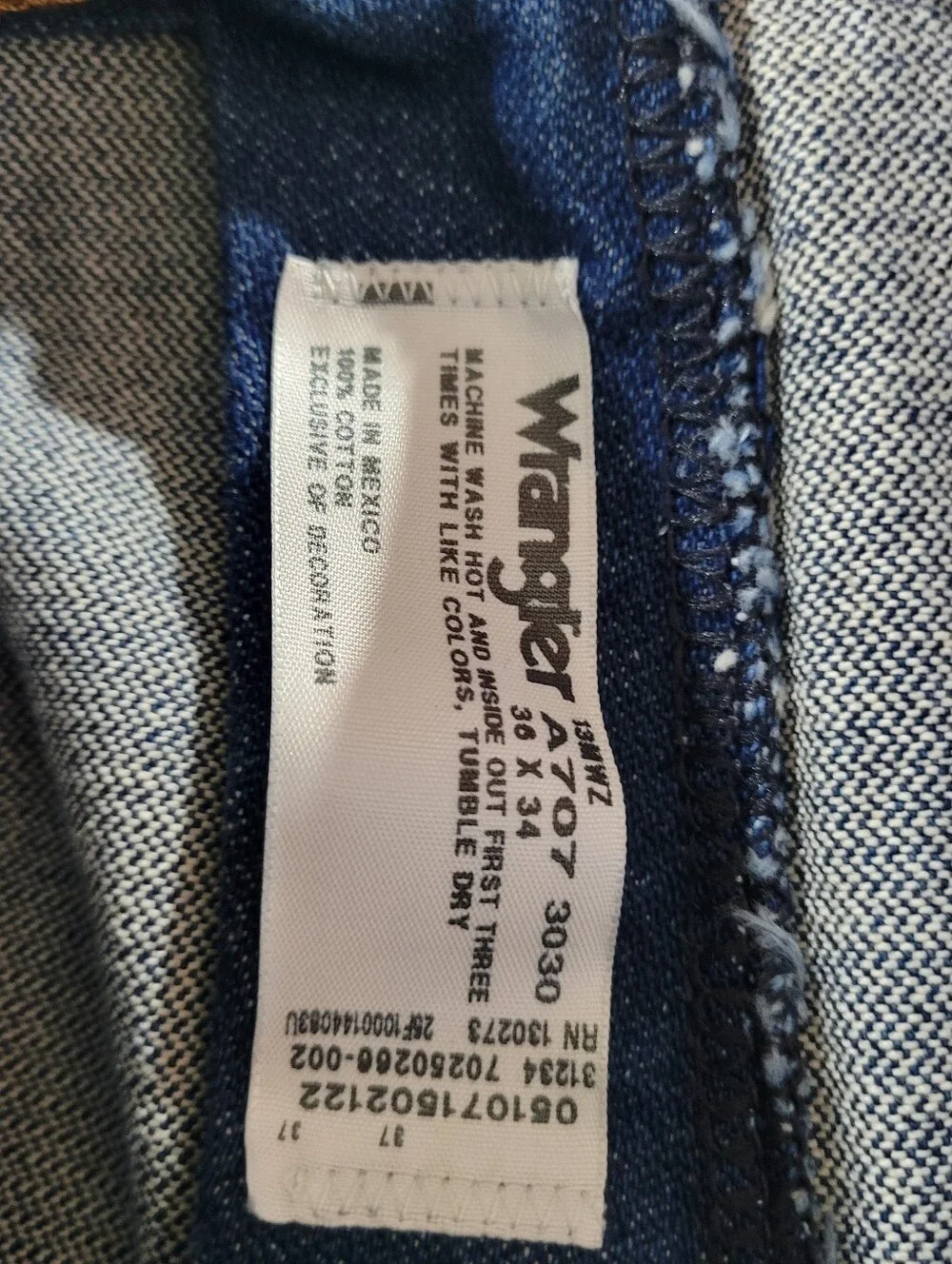 Wrangler Jeans 13MWZ Cowboy Cut Mens Size 36 x34 Blue Orange Stitch Cotton Heavy